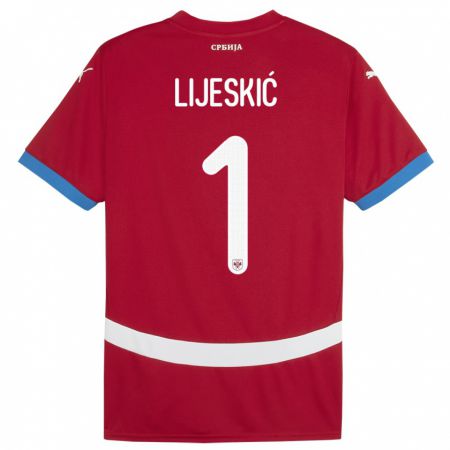 Kandiny Lapset Serbia Luka Lijeskic #1 Punainen Kotipaita 24-26 Lyhythihainen Paita T-Paita