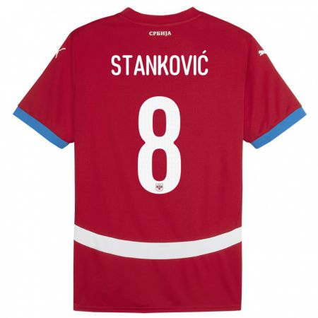 Kandiny Lapset Serbia Aleksandar Stankovic #8 Punainen Kotipaita 24-26 Lyhythihainen Paita T-Paita