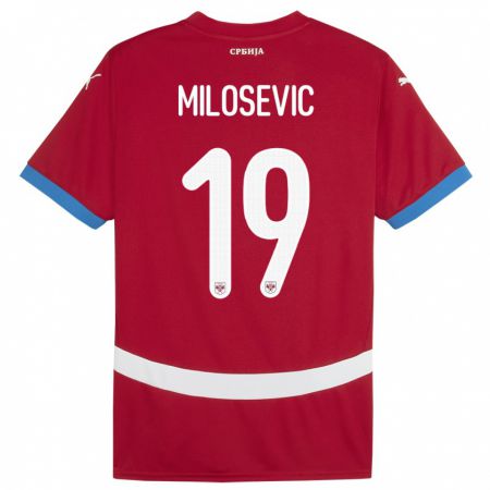 Kandiny Lapset Serbia Jovan Milosevic #19 Punainen Kotipaita 24-26 Lyhythihainen Paita T-Paita