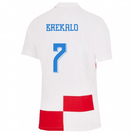 Kandiny Lapset Kroatia Josip Brekalo #7 Valkoinen Punainen Kotipaita 24-26 Lyhythihainen Paita T-Paita