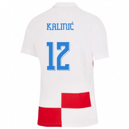 Kandiny Lapset Kroatia Lovre Kalinic #12 Valkoinen Punainen Kotipaita 24-26 Lyhythihainen Paita T-Paita