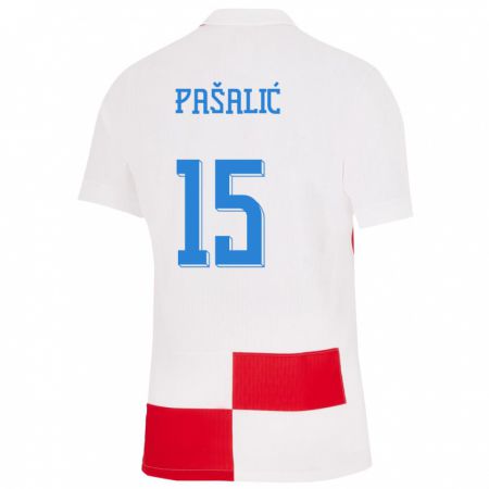 Kandiny Lapset Kroatia Mario Pasalic #15 Valkoinen Punainen Kotipaita 24-26 Lyhythihainen Paita T-Paita