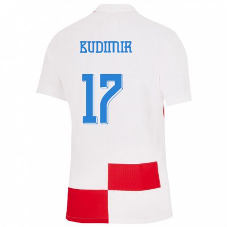 Kandiny Lapset Kroatia Ante Budimir #17 Valkoinen Punainen Kotipaita 24-26 Lyhythihainen Paita T-Paita