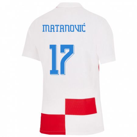 Kandiny Lapset Kroatia Igor Matanovic #17 Valkoinen Punainen Kotipaita 24-26 Lyhythihainen Paita T-Paita