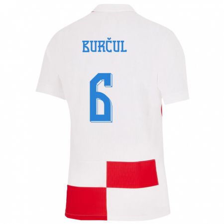 Kandiny Lapset Kroatia Bruno Burcul #6 Valkoinen Punainen Kotipaita 24-26 Lyhythihainen Paita T-Paita