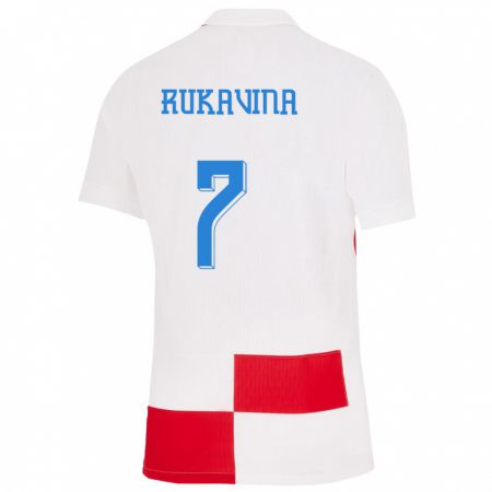 Kandiny Lapset Kroatia Gabriel Rukavina #7 Valkoinen Punainen Kotipaita 24-26 Lyhythihainen Paita T-Paita