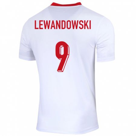 Kandiny Lapset Puola Robert Lewandowski #9 Valkoinen Kotipaita 24-26 Lyhythihainen Paita T-Paita