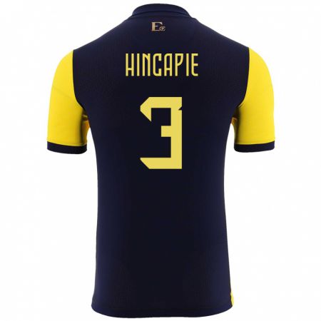 Kandiny Lapset Ecuador Piero Hincapie #3 Keltainen Kotipaita 24-26 Lyhythihainen Paita T-Paita