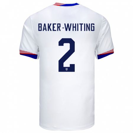 Kandiny Lapset Yhdysvallat Reed Baker Whiting #2 Valkoinen Kotipaita 24-26 Lyhythihainen Paita T-Paita