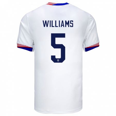 Kandiny Lapset Yhdysvallat Thomas Williams #5 Valkoinen Kotipaita 24-26 Lyhythihainen Paita T-Paita