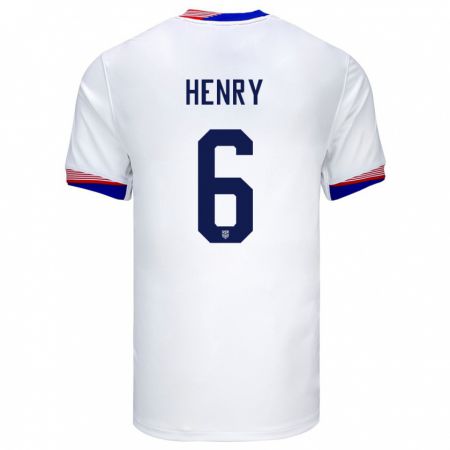 Kandiny Lapset Yhdysvallat Kobi Henry #6 Valkoinen Kotipaita 24-26 Lyhythihainen Paita T-Paita