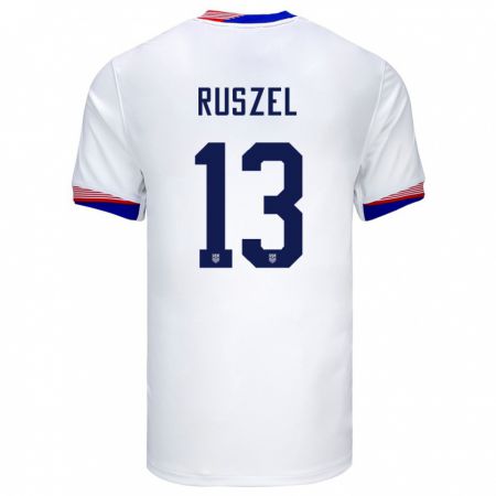 Kandiny Lapset Yhdysvallat Marcel Ruszel #13 Valkoinen Kotipaita 24-26 Lyhythihainen Paita T-Paita