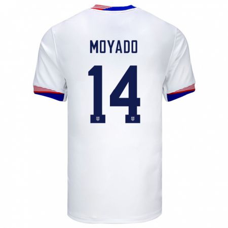 Kandiny Lapset Yhdysvallat Bryan Moyado #14 Valkoinen Kotipaita 24-26 Lyhythihainen Paita T-Paita