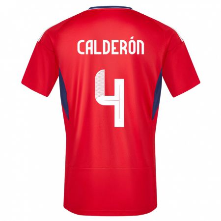 Kandiny Lapset Costa Rica Brandon Calderon #4 Punainen Kotipaita 24-26 Lyhythihainen Paita T-Paita