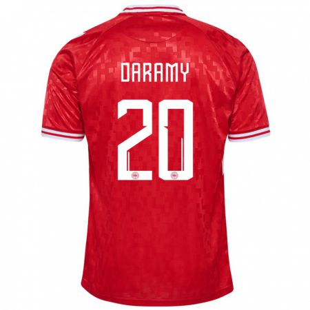 Kandiny Lapset Tanska Mohamed Daramy #20 Punainen Kotipaita 24-26 Lyhythihainen Paita T-Paita