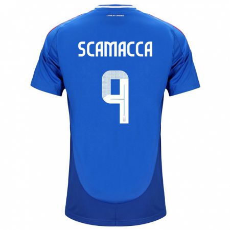 Kandiny Lapset Italia Gianluca Scamacca #9 Sininen Kotipaita 24-26 Lyhythihainen Paita T-Paita