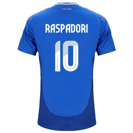 Kandiny Lapset Italia Giacomo Raspadori #10 Sininen Kotipaita 24-26 Lyhythihainen Paita T-Paita