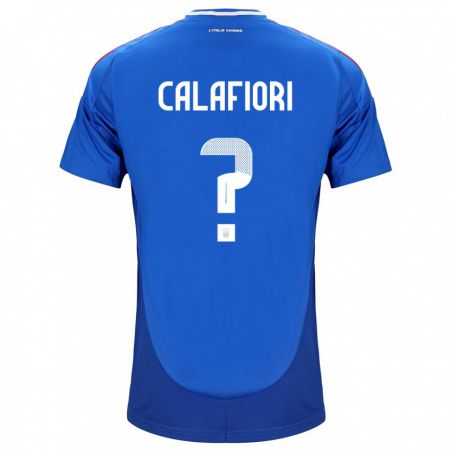 Kandiny Lapset Italia Riccardo Calafiori #0 Sininen Kotipaita 24-26 Lyhythihainen Paita T-Paita