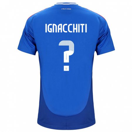 Kandiny Lapset Italia Lorenzo Ignacchiti #0 Sininen Kotipaita 24-26 Lyhythihainen Paita T-Paita