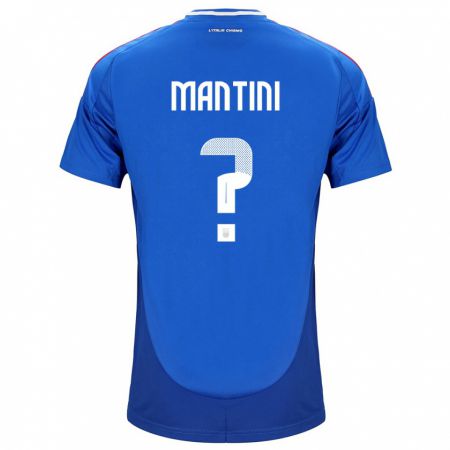 Kandiny Lapset Italia Matteo Mantini #0 Sininen Kotipaita 24-26 Lyhythihainen Paita T-Paita