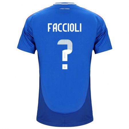Kandiny Lapset Italia Pietro Faccioli #0 Sininen Kotipaita 24-26 Lyhythihainen Paita T-Paita