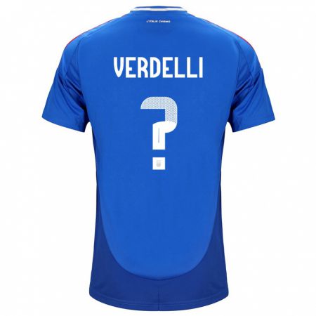 Kandiny Lapset Italia Davide Verdelli #0 Sininen Kotipaita 24-26 Lyhythihainen Paita T-Paita