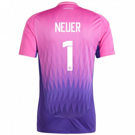 Kandiny Lapset Saksa Manuel Neuer #1 Vaaleanpunainen Violetti Vieraspaita 24-26 Lyhythihainen Paita T-Paita
