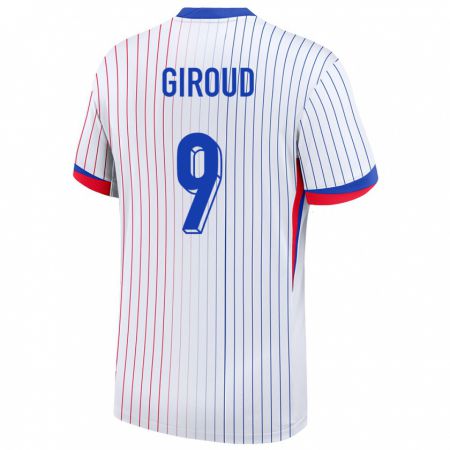 Kandiny Lapset Ranska Olivier Giroud #9 Valkoinen Vieraspaita 24-26 Lyhythihainen Paita T-Paita