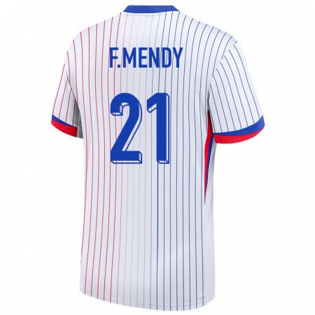 Kandiny Lapset Ranska Ferland Mendy #21 Valkoinen Vieraspaita 24-26 Lyhythihainen Paita T-Paita