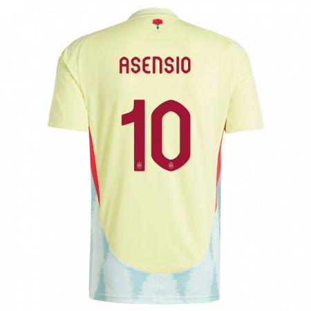 Kandiny Lapset Espanja Marco Asensio #10 Keltainen Vieraspaita 24-26 Lyhythihainen Paita T-Paita