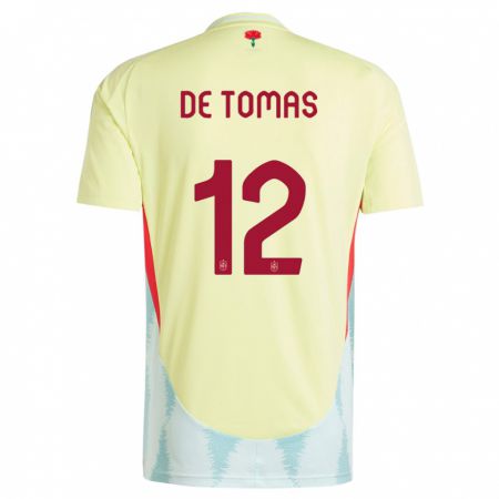 Kandiny Lapset Espanja Raul De Tomas #12 Keltainen Vieraspaita 24-26 Lyhythihainen Paita T-Paita