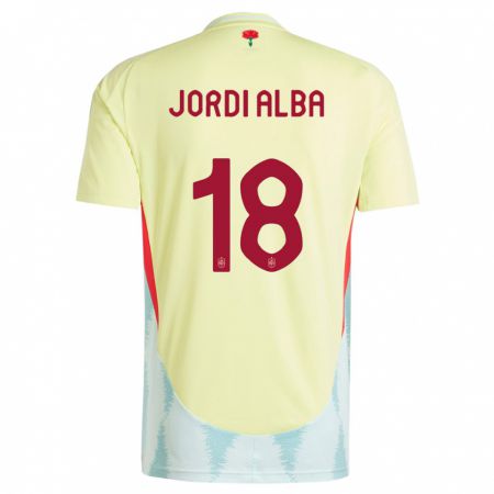 Kandiny Lapset Espanja Jordi Alba #18 Keltainen Vieraspaita 24-26 Lyhythihainen Paita T-Paita
