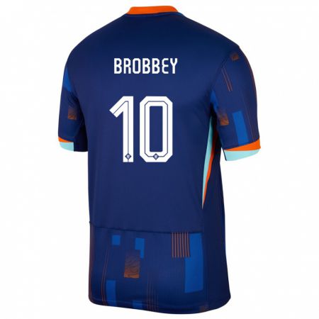 Kandiny Lapset Alankomaat Brian Brobbey #10 Sininen Vieraspaita 24-26 Lyhythihainen Paita T-Paita