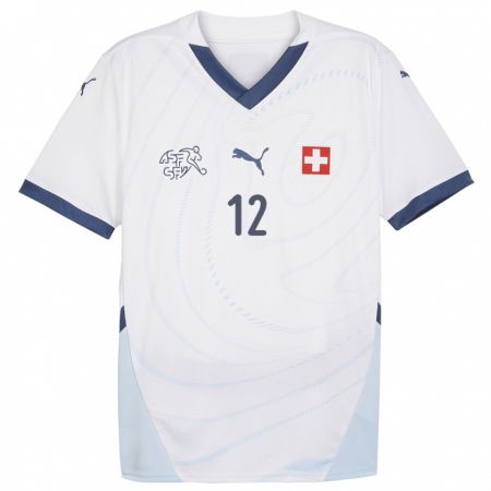 Kandiny Lapset Sveitsi Gianni De Nitti #12 Valkoinen Vieraspaita 24-26 Lyhythihainen Paita T-Paita