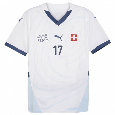 Kandiny Lapset Sveitsi Leon Avdullahu #17 Valkoinen Vieraspaita 24-26 Lyhythihainen Paita T-Paita