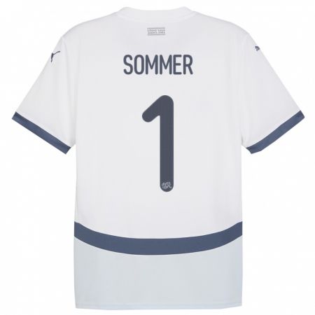 Kandiny Lapset Sveitsi Yann Sommer #1 Valkoinen Vieraspaita 24-26 Lyhythihainen Paita T-Paita