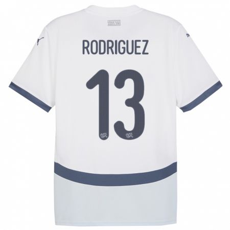 Kandiny Lapset Sveitsi Ricardo Rodriguez #13 Valkoinen Vieraspaita 24-26 Lyhythihainen Paita T-Paita