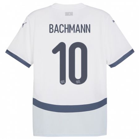 Kandiny Lapset Sveitsi Ramona Bachmann #10 Valkoinen Vieraspaita 24-26 Lyhythihainen Paita T-Paita