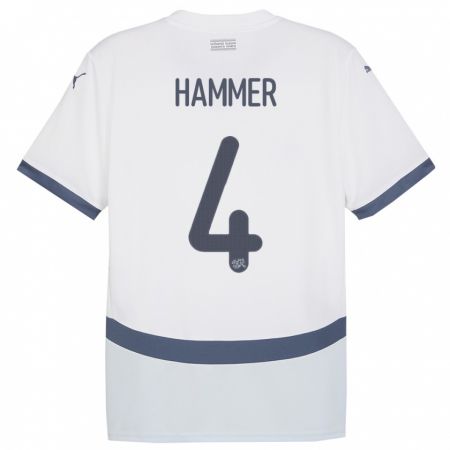 Kandiny Lapset Sveitsi Pascal Hammer #4 Valkoinen Vieraspaita 24-26 Lyhythihainen Paita T-Paita