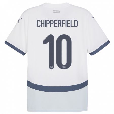Kandiny Lapset Sveitsi Liam Chipperfield #10 Valkoinen Vieraspaita 24-26 Lyhythihainen Paita T-Paita