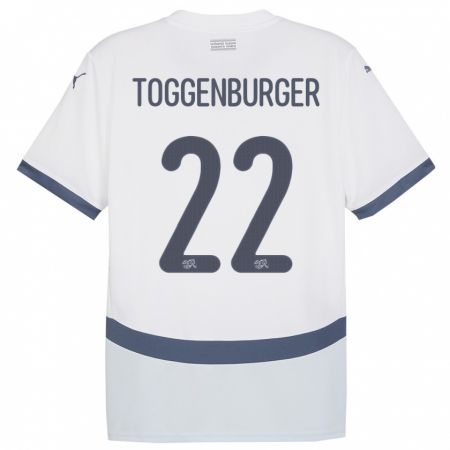 Kandiny Lapset Sveitsi Nando Toggenburger #22 Valkoinen Vieraspaita 24-26 Lyhythihainen Paita T-Paita