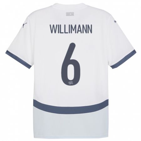 Kandiny Lapset Sveitsi Mauricio Willimann #6 Valkoinen Vieraspaita 24-26 Lyhythihainen Paita T-Paita