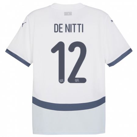 Kandiny Lapset Sveitsi Gianni De Nitti #12 Valkoinen Vieraspaita 24-26 Lyhythihainen Paita T-Paita