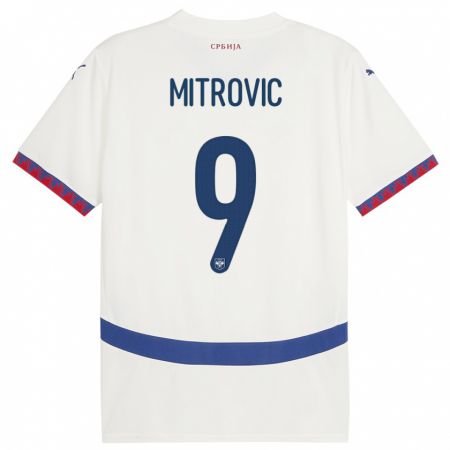 Kandiny Lapset Serbia Aleksandar Mitrovic #9 Valkoinen Vieraspaita 24-26 Lyhythihainen Paita T-Paita