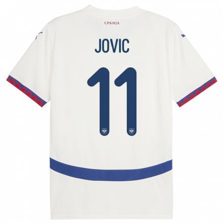 Kandiny Lapset Serbia Luka Jovic #11 Valkoinen Vieraspaita 24-26 Lyhythihainen Paita T-Paita