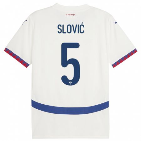Kandiny Lapset Serbia Violeta Slovic #5 Valkoinen Vieraspaita 24-26 Lyhythihainen Paita T-Paita
