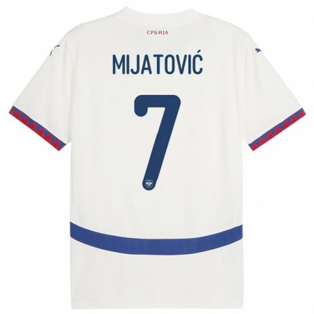 Kandiny Lapset Serbia Milica Mijatovic #7 Valkoinen Vieraspaita 24-26 Lyhythihainen Paita T-Paita