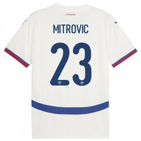 Kandiny Lapset Serbia Vuk Mitrovic #23 Valkoinen Vieraspaita 24-26 Lyhythihainen Paita T-Paita