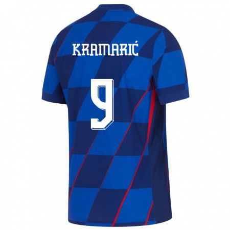 Kandiny Lapset Kroatia Andrej Kramaric #9 Sininen Vieraspaita 24-26 Lyhythihainen Paita T-Paita