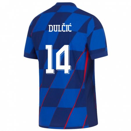 Kandiny Lapset Kroatia Antonia Dulcic #14 Sininen Vieraspaita 24-26 Lyhythihainen Paita T-Paita